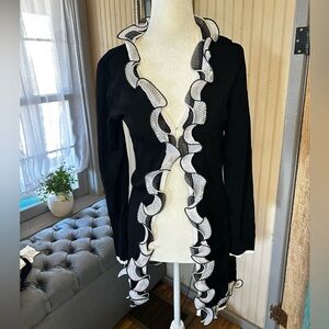 Talk of the Walk Vintage Y2K Black Ruffle Cardigan Fairycore Sweater Size M